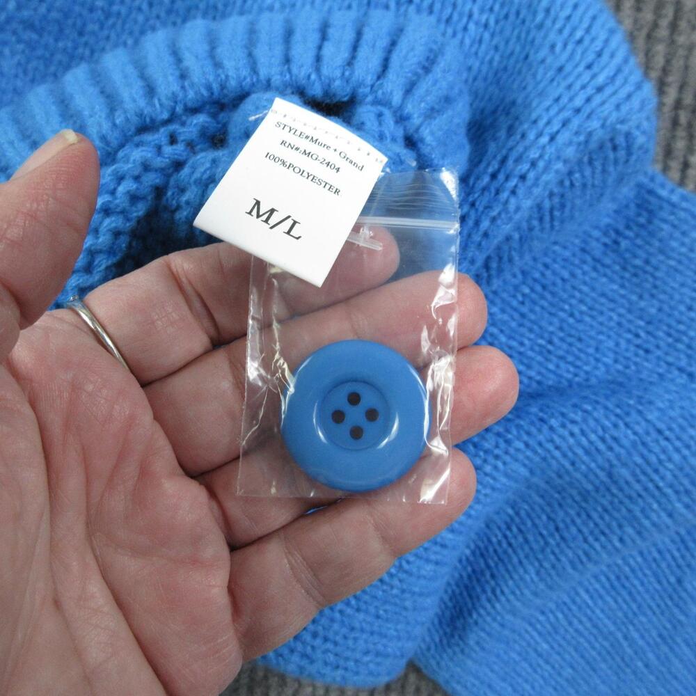 Mure+Grand Sweater Girls M/L Blue You're A Reel Catch Puff Cardigan Lobster NWT - Picture 14 of 16